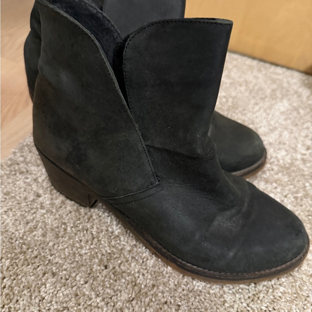 Free People Black Leather Ankle Booties Size 7 - Western Heel Boots